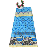 Mulmul Cotton Floral Block Print Saree