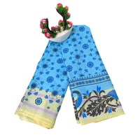Mulmul Cotton Floral Block Print Saree
