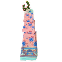 Mulmul Cotton Floral Block Print Saree