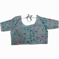 Pastel Printed  Non-Padded Readymade Blouse