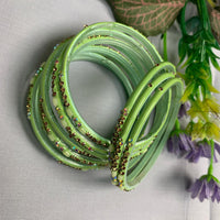 Pistachio Glow Crystal Bangles