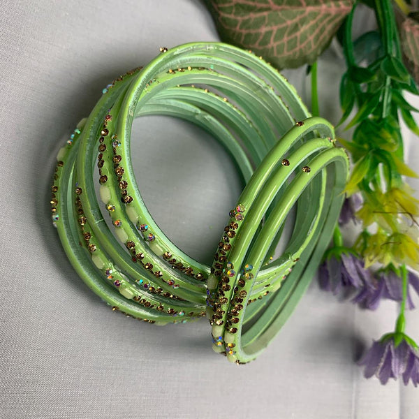 Pistachio Glow Crystal Bangles