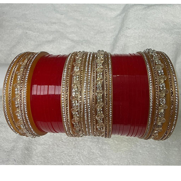 Bridal Designer Crystal & Lac Bangle Set