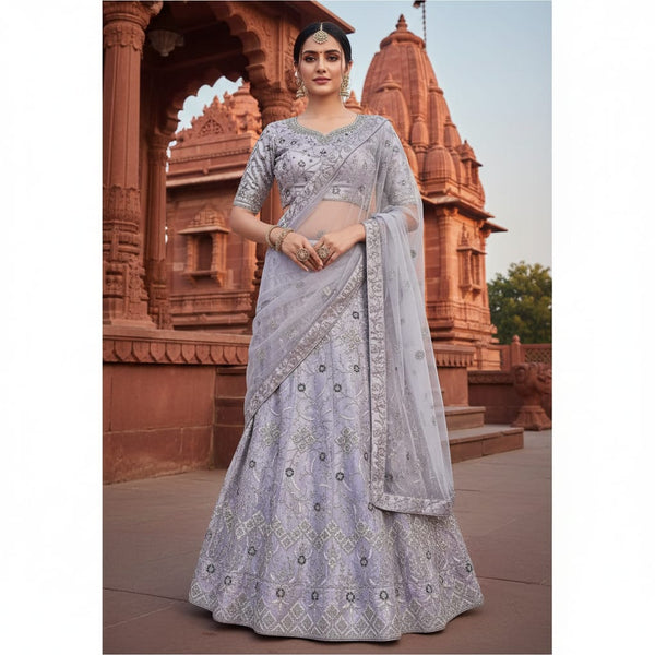 Midnight Bloom Semi-Net Lehenga Set