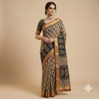 Druvika Gray Motifs Pure Cotton Saree