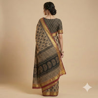 Druvika Gray Motifs Pure Cotton Saree