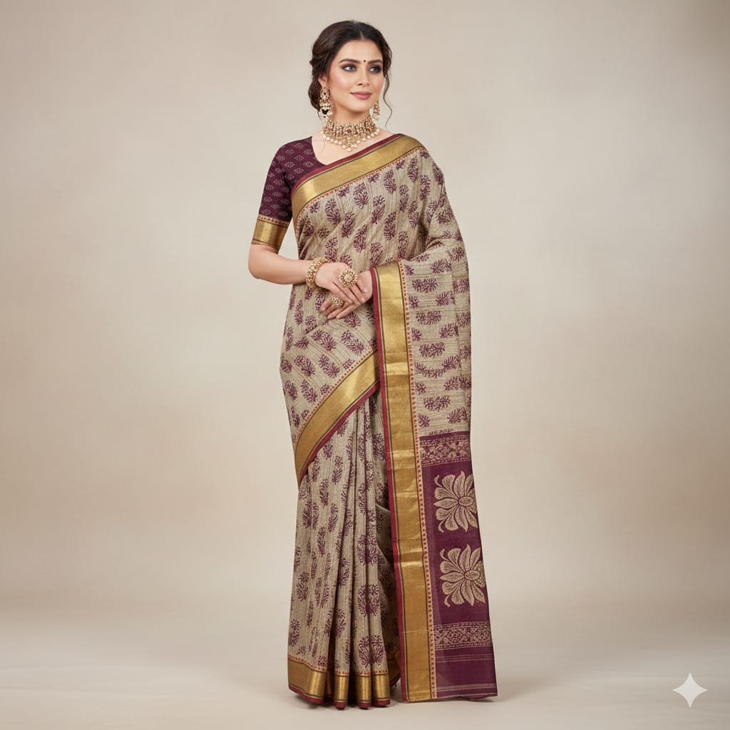 Vintage Kalamkari Border pure cotton saree