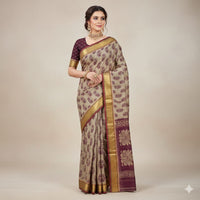 Vintage Kalamkari Border pure cotton saree