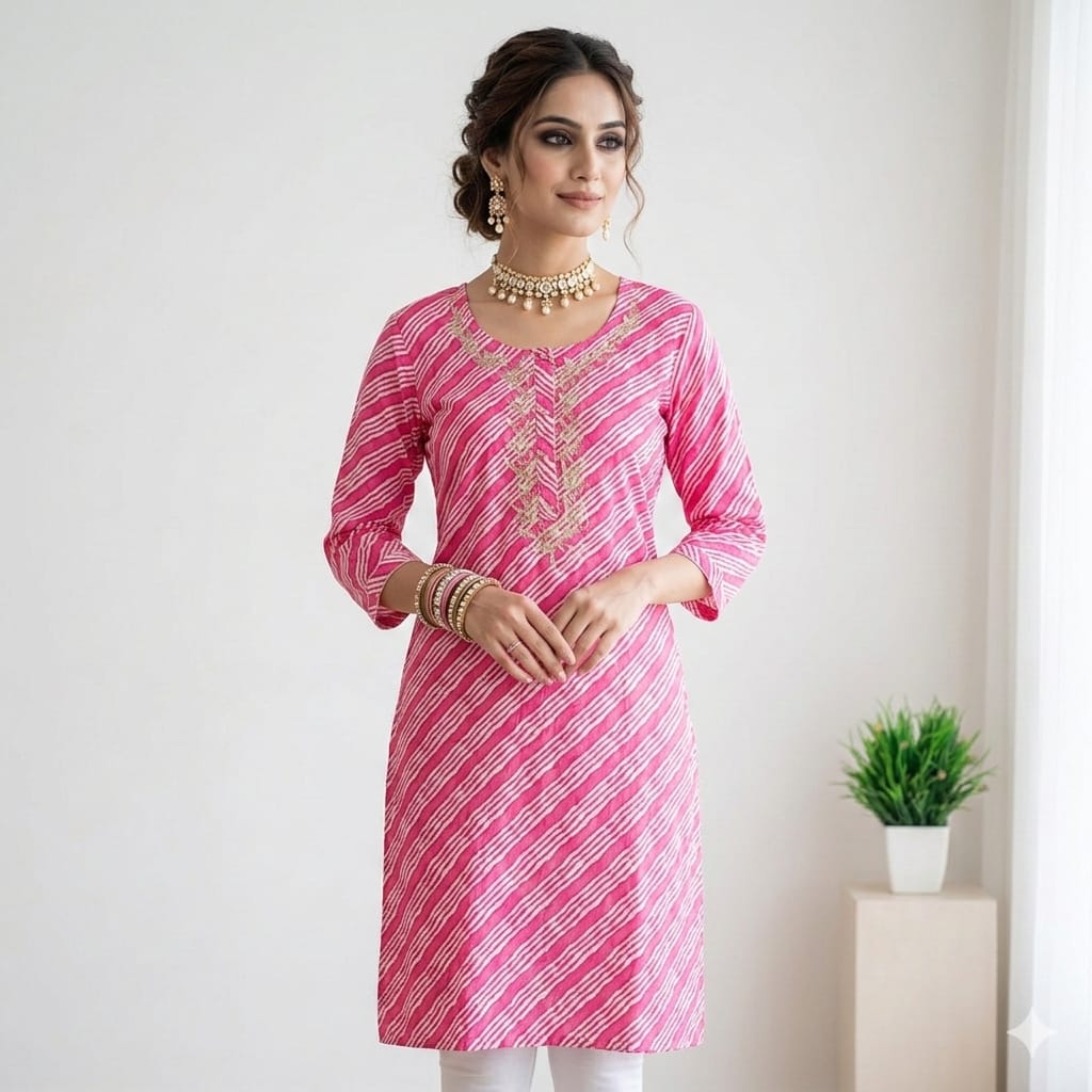 leheriya printed kurta