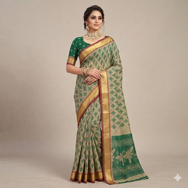 Summer Mist Floral Cotton Saree