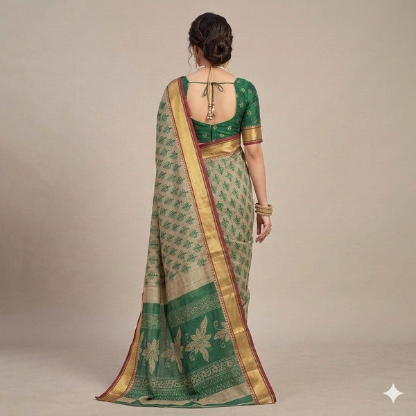 Summer Mist Floral Cotton Saree