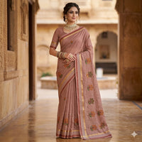 Rangde Maroon Ethinc Cotton Saree.