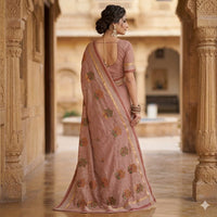 Rangde Maroon Ethinc Cotton Saree.