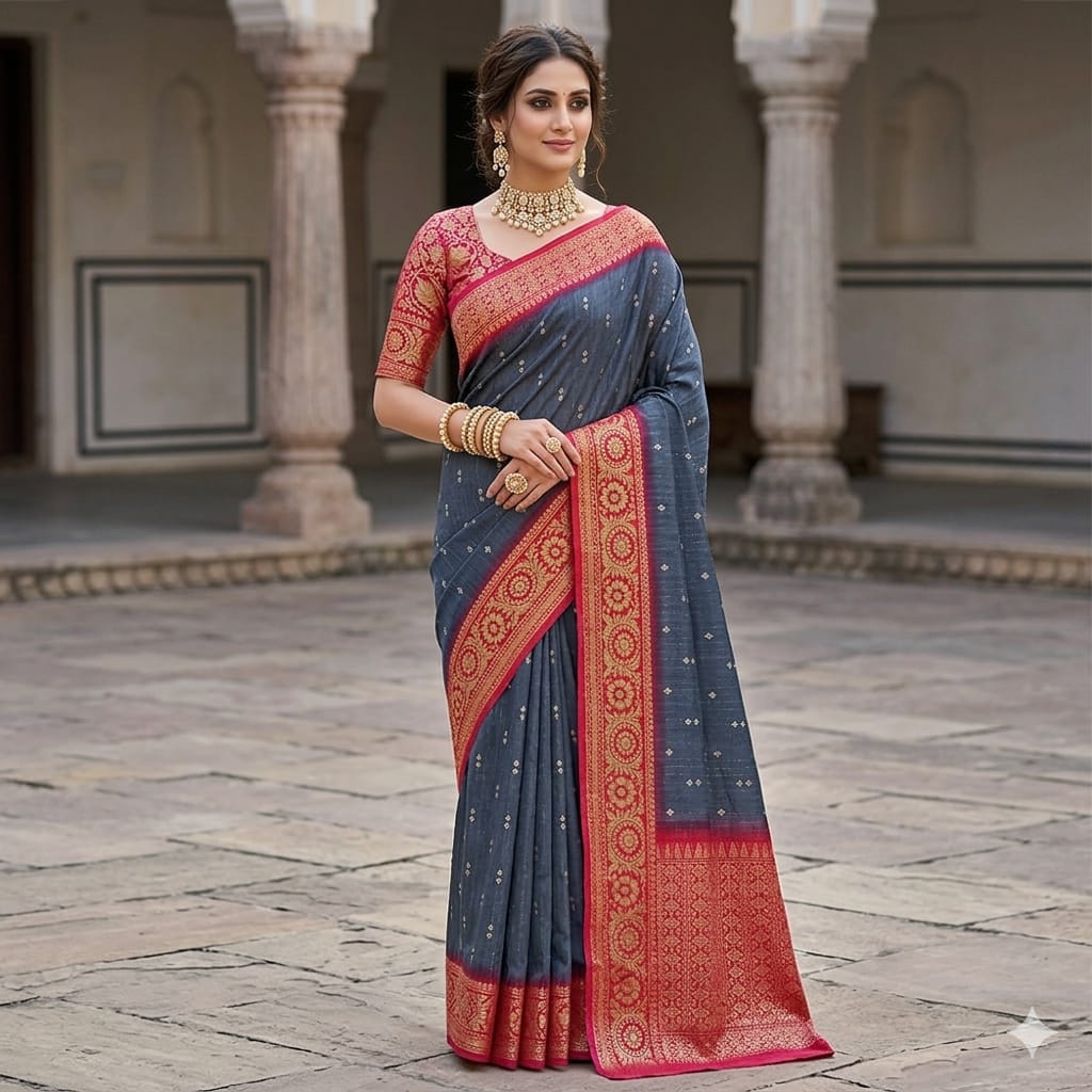 Vaidehi Blue Jacquard Border Saree
