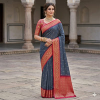 Vaidehi Blue Jacquard Border Saree