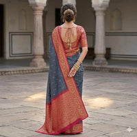 Vaidehi Blue Jacquard Border Saree