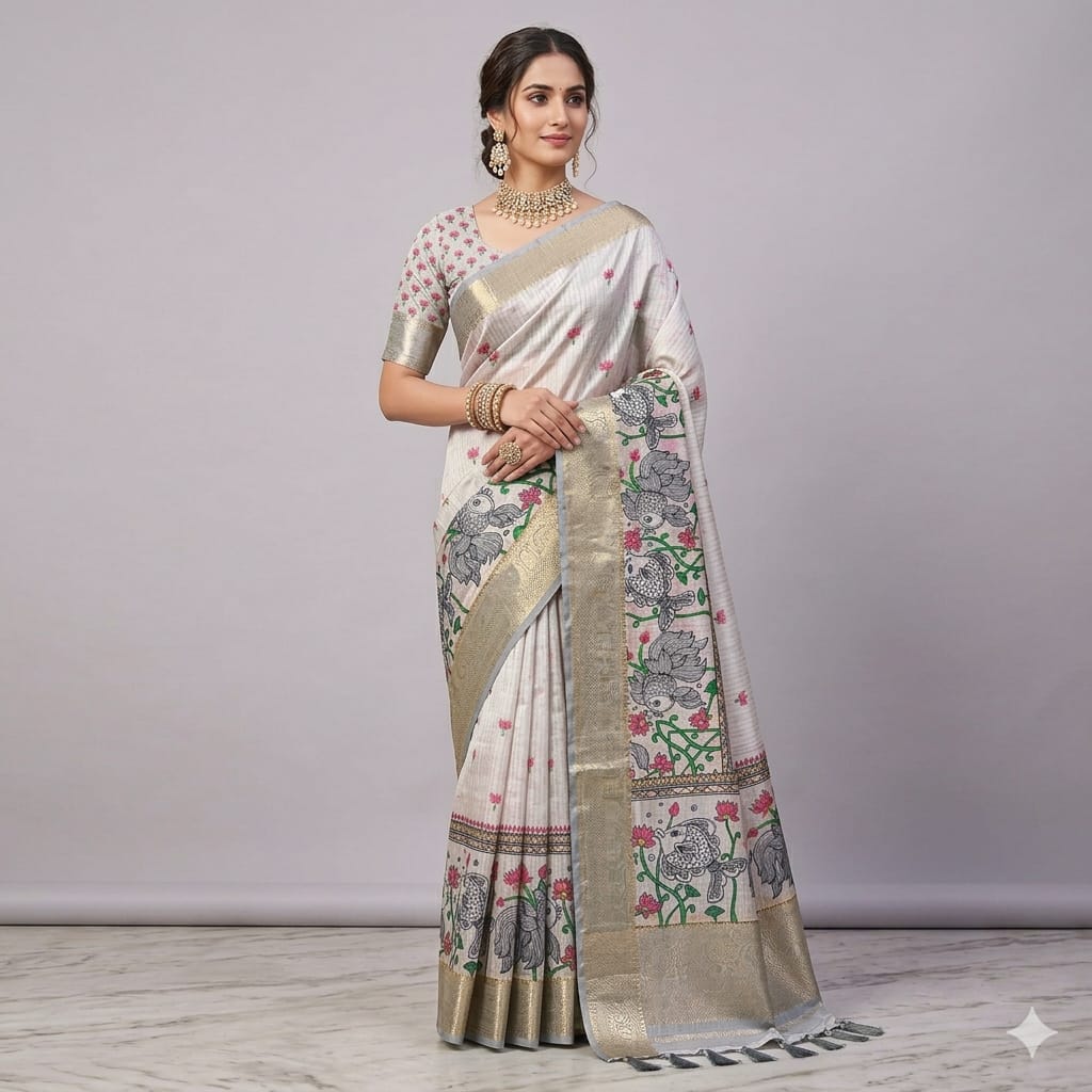 Lotus Printed Saree