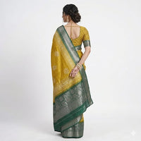 Golden Azure Leaf  Fancy Saree