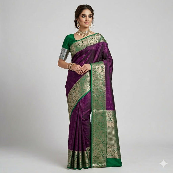 Neelabari Rekha Pattu Border Saree