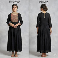 Meher Black Yoke Flare Dress