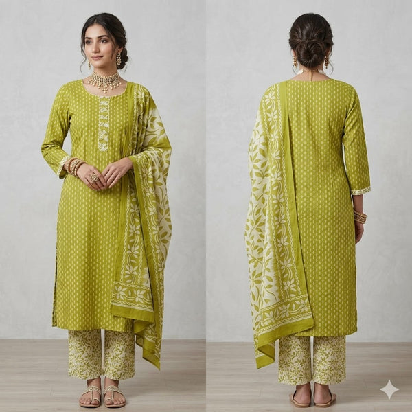 Leaf Charm Cotton  kurti set