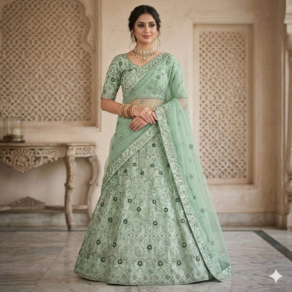 Aqua Noor Royale Net Lehenga Set