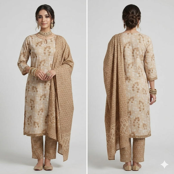Zehra Grey Bloom – Elegant 3-Piece Suit Set