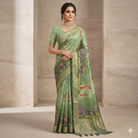 Soft sage green Saree