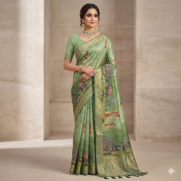 Soft sage green Saree