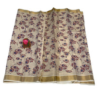 Nila Pushpa Kasavu saree