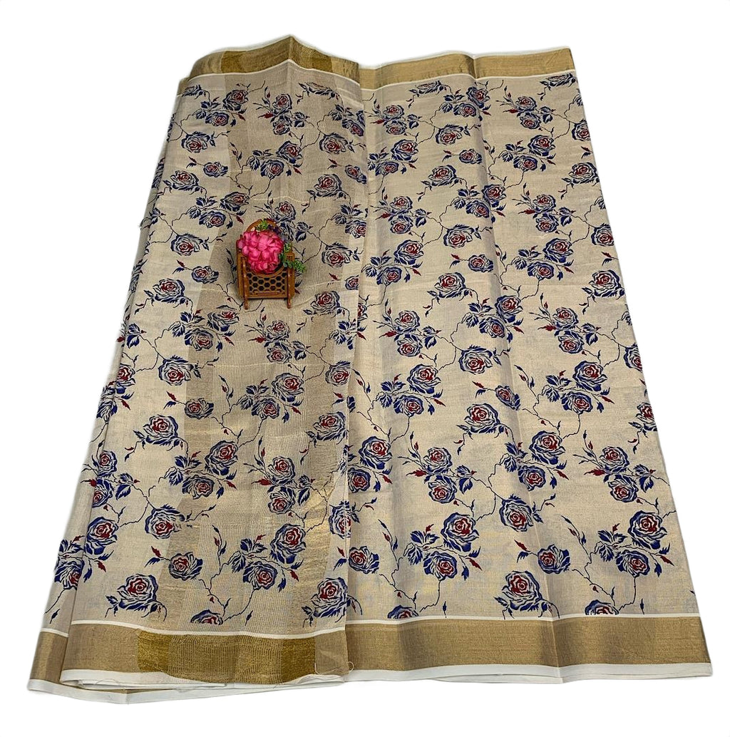 Ivory Blosom Kasuvu Saree