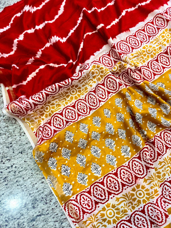 Indigo Ajrakh ikkat Saree