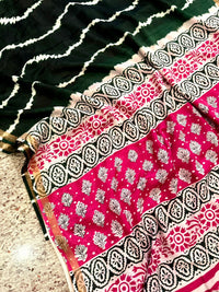 Indigo Ajrakh ikkat Saree