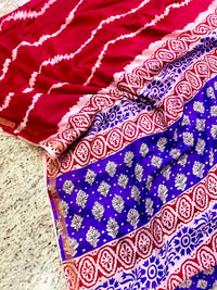 Indigo Ajrakh ikkat Saree