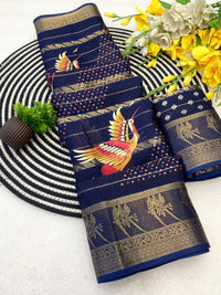 Bird-motif chanderi cotton saree