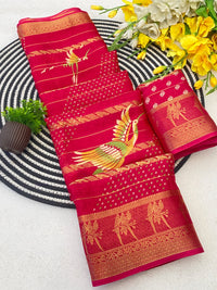 Bird-motif chanderi cotton saree