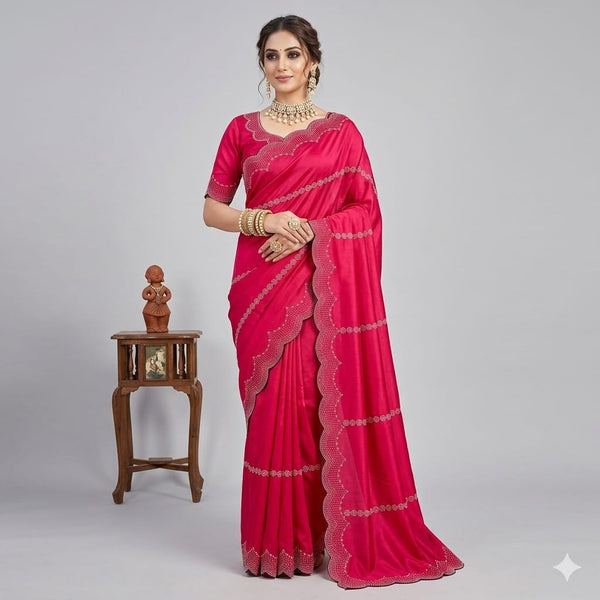 Zarkan Stone Work Border Saree.