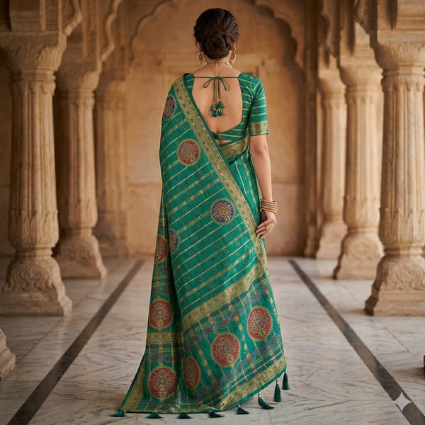 Green Regal Blossom Cotton Saree.