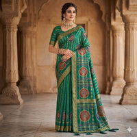 Green Regal Blossom Cotton Saree.