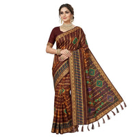 Zari Orange Brown Classic Cotton Saree