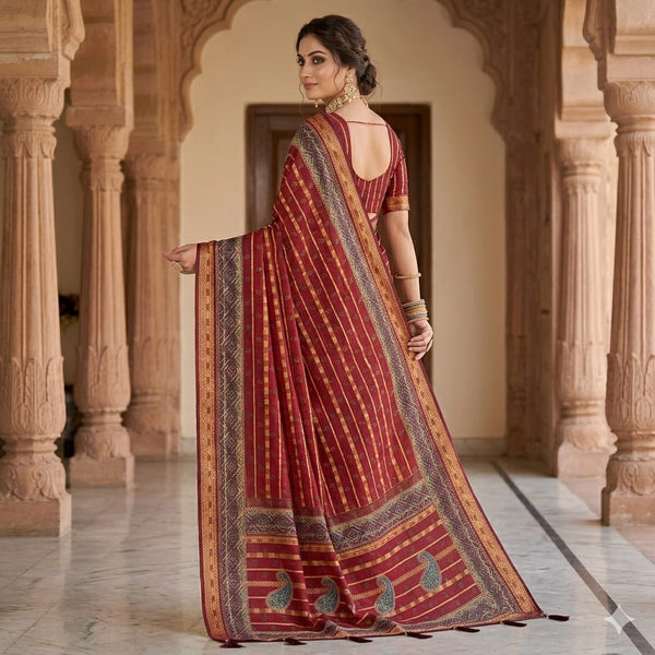 Ruby Paisley Flourish Cotton Saree