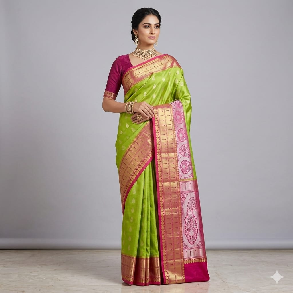 Vasundhara Pushpa Paithani Saree