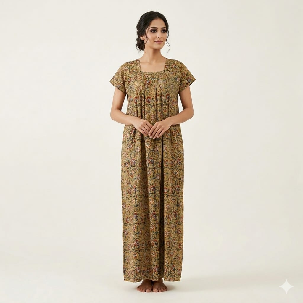 Short Empire -Cut Cotton Long Nighty