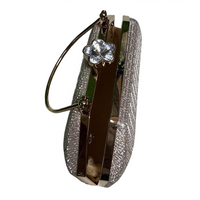 Silver Crystal Rhinestone Hard Box Clutch