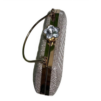 Silver Crystal Rhinestone Hard Box Clutch