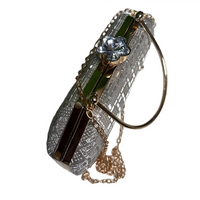 Silver Crystal Rhinestone Hard Box Clutch