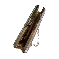 Silver Crystal Rhinestone Hard Box Clutch