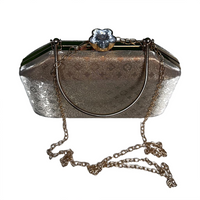 Silver Crystal Flower Clasp Clutch