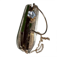 Silver Crystal Flower Clasp Clutch