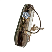 Silver Crystal Flower Clasp Clutch